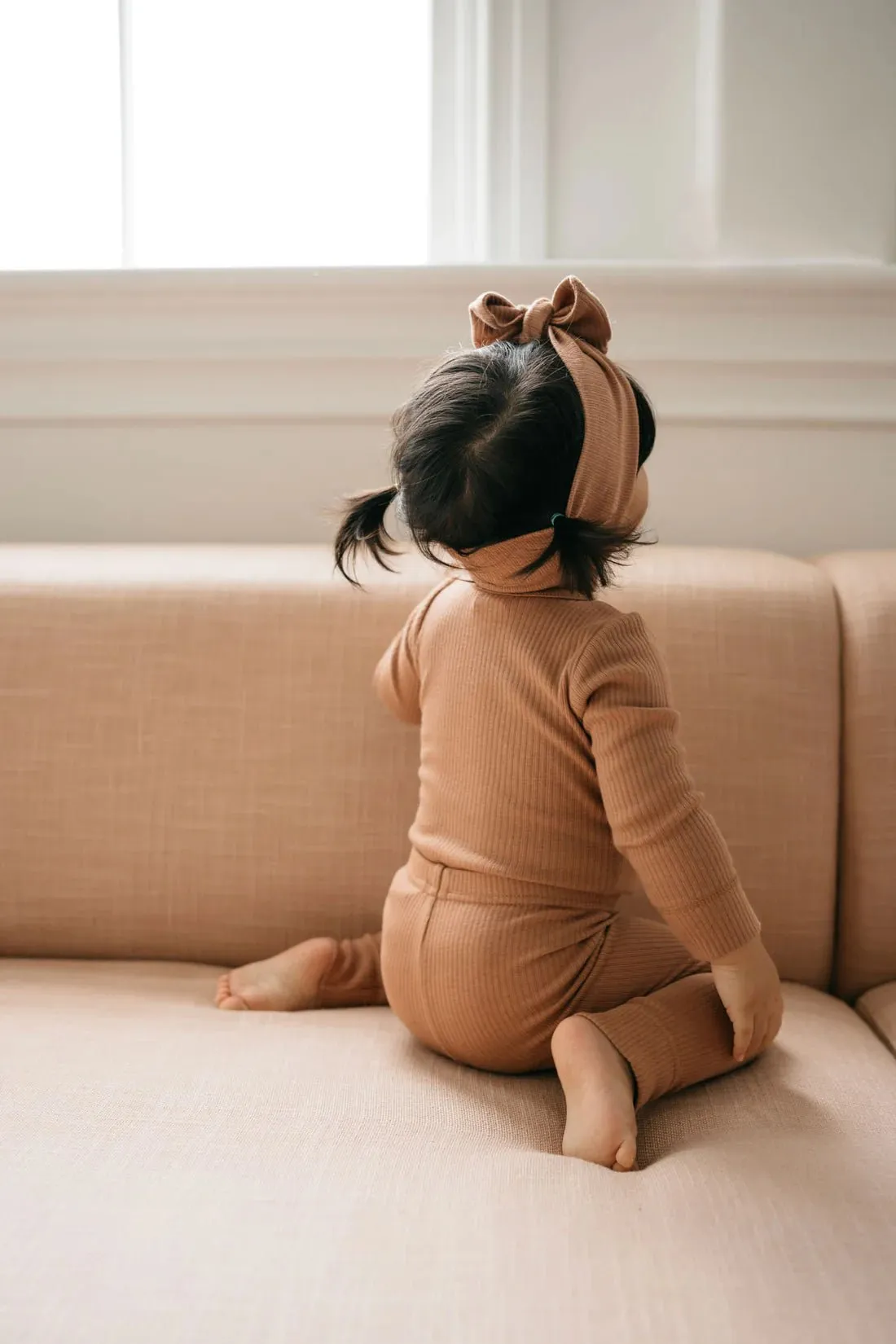 Organic Cotton Modal Long Sleeve Bodysuit - Desert