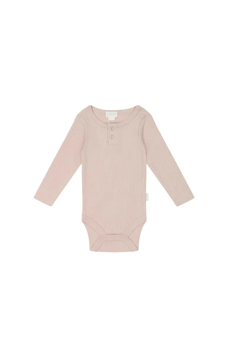 Organic Cotton Modal Long Sleeve Bodysuit - Dusky Rose