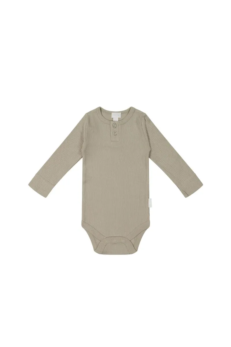 Organic Cotton Modal Long Sleeve Bodysuit - Rye