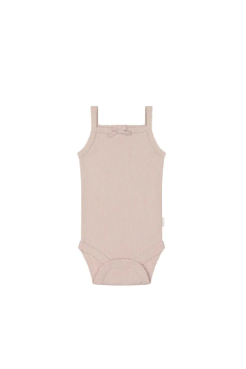 Organic Cotton Modal Singlet Bodysuit - Dusky Rose