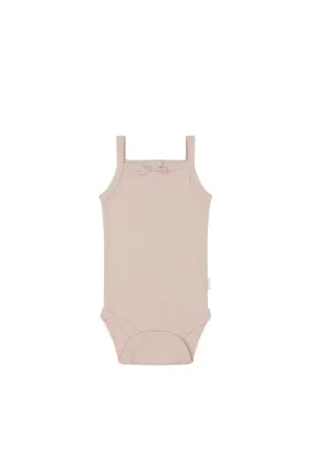 Organic Cotton Modal Singlet Bodysuit - Dusky Rose