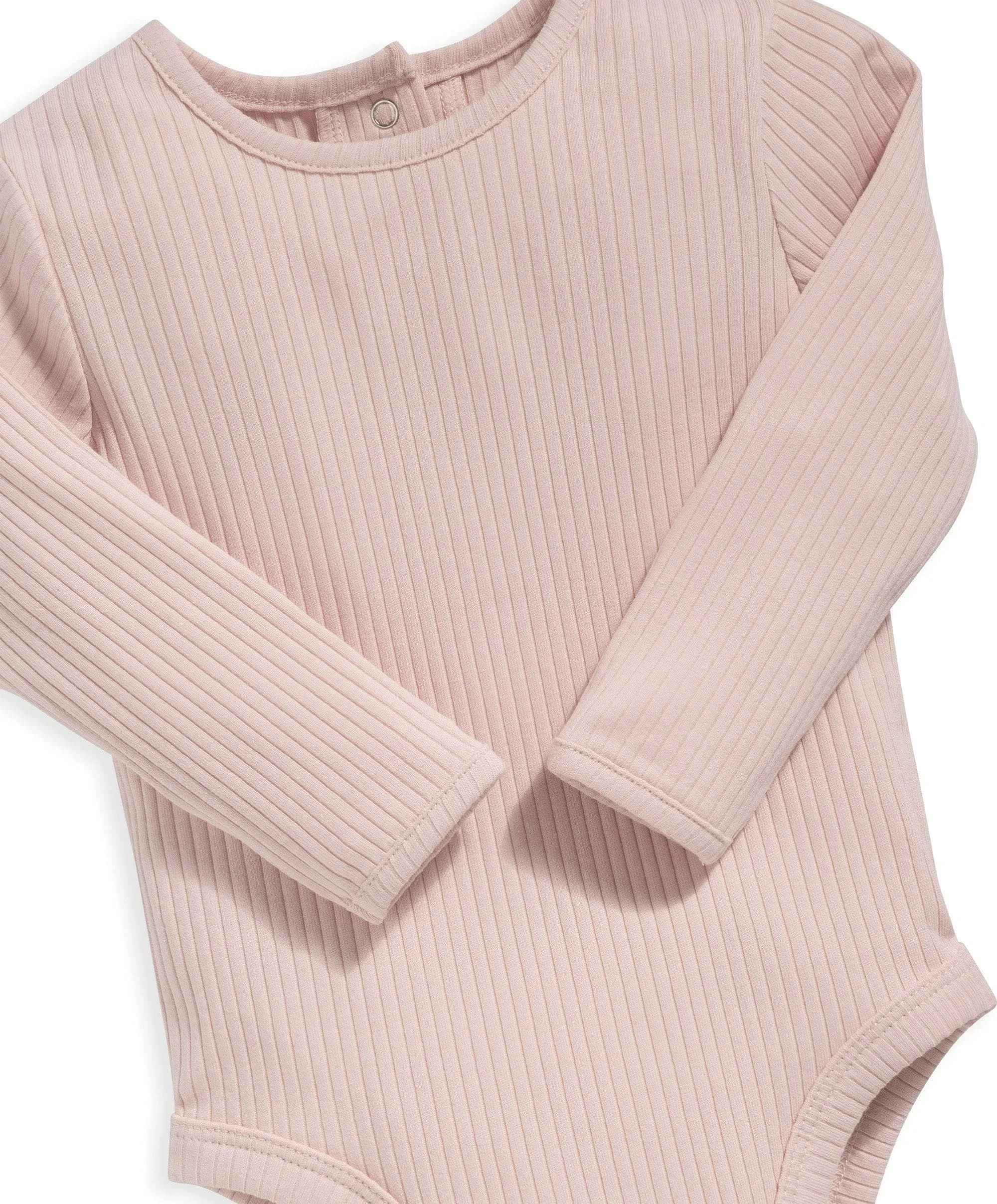 Organic Cotton Ribbed Bodysuit - Pink