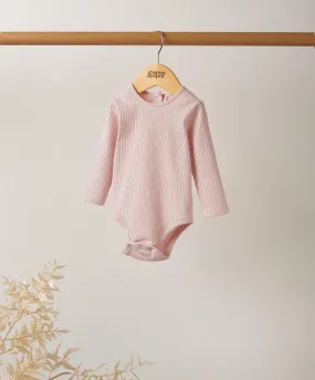Organic Cotton Ribbed Bodysuit - Pink