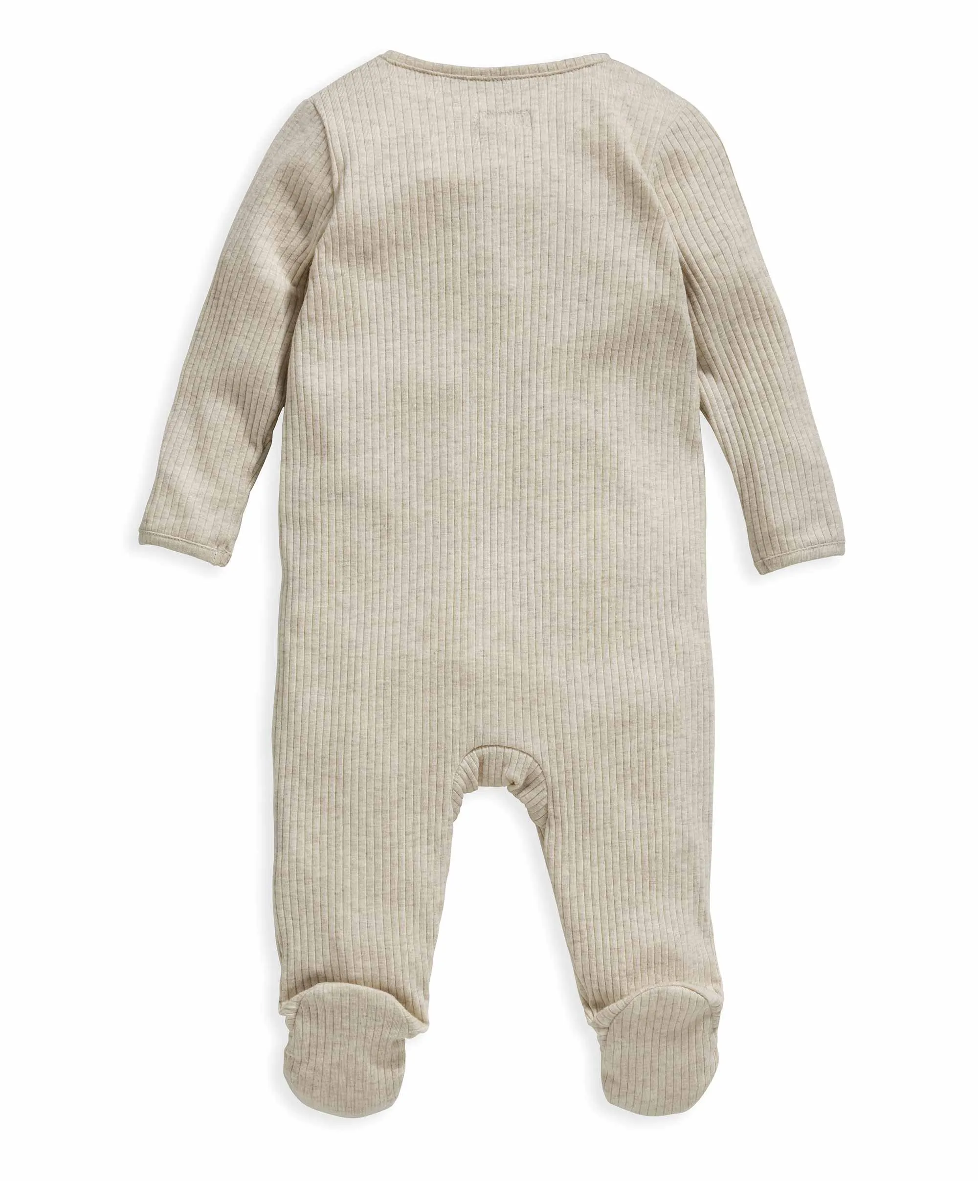 Organic Cotton Ribbed Sleepsuit - Oatmeal