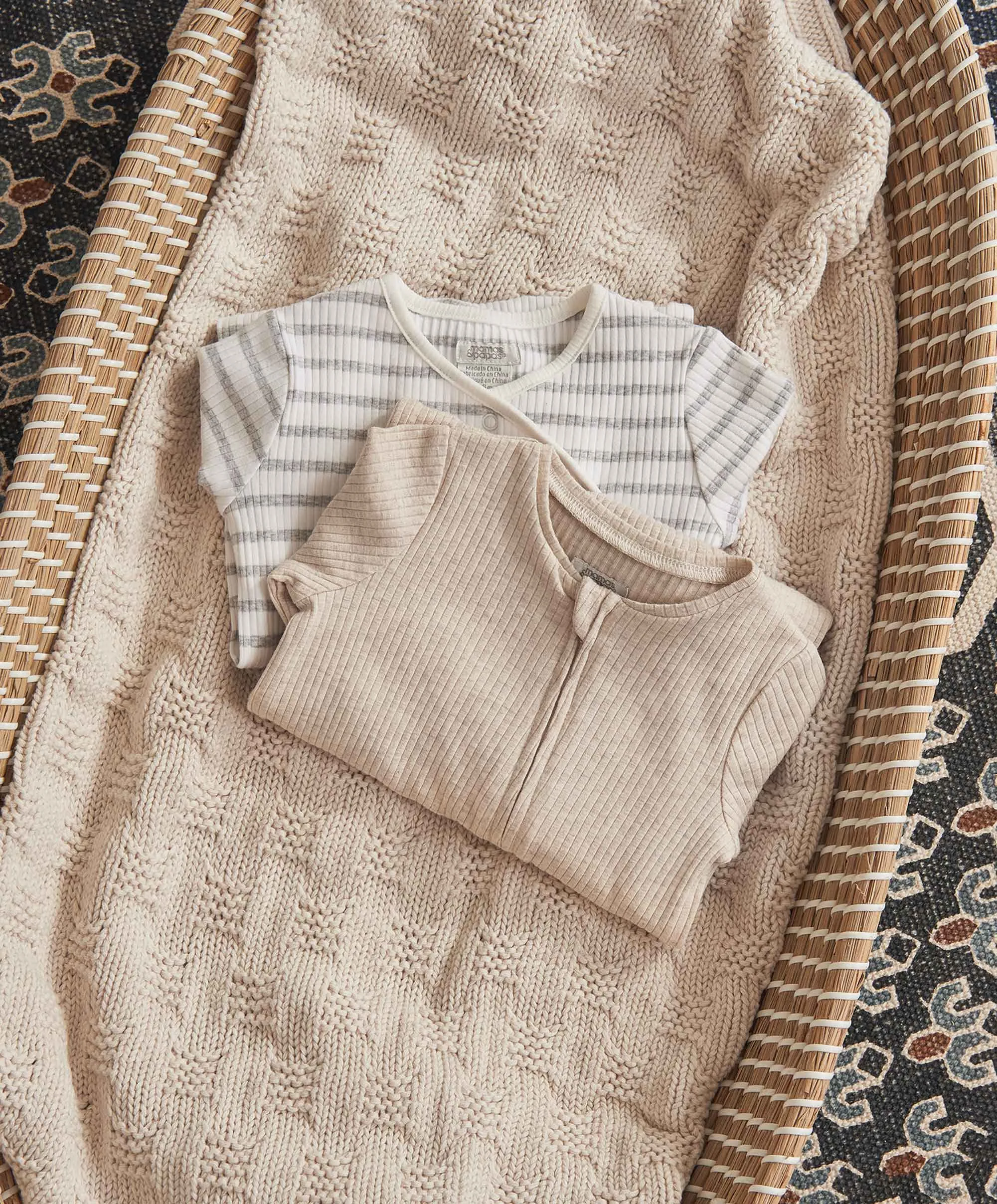Organic Cotton Ribbed Sleepsuit - Oatmeal