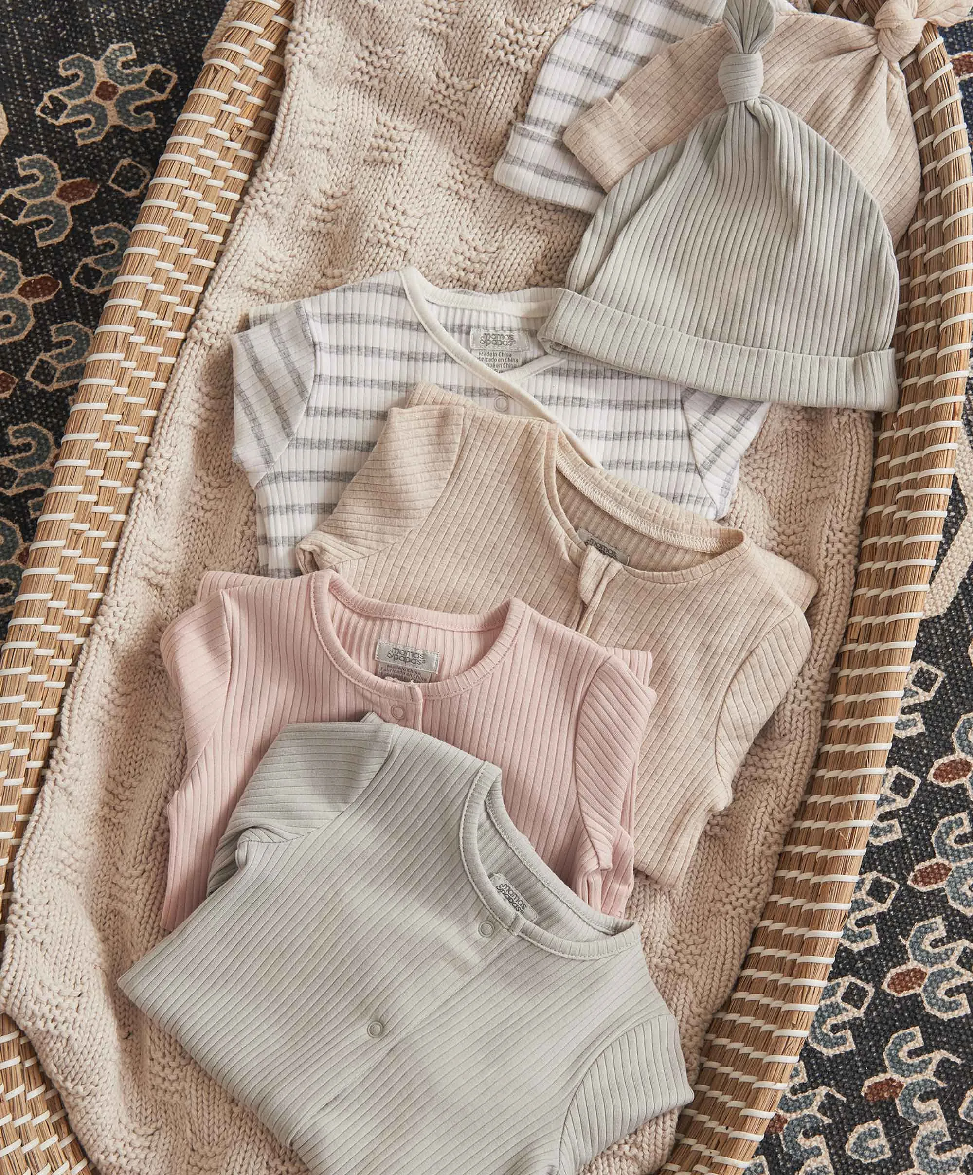 Organic Cotton Ribbed Sleepsuit - Oatmeal