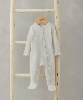 Organic Cotton Ribbed Sleepsuit - Oatmeal