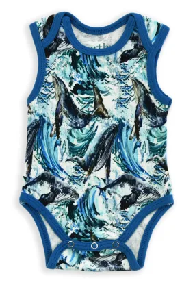 Organic Cotton Sleeveless Baby Bodysuit, Nautilus