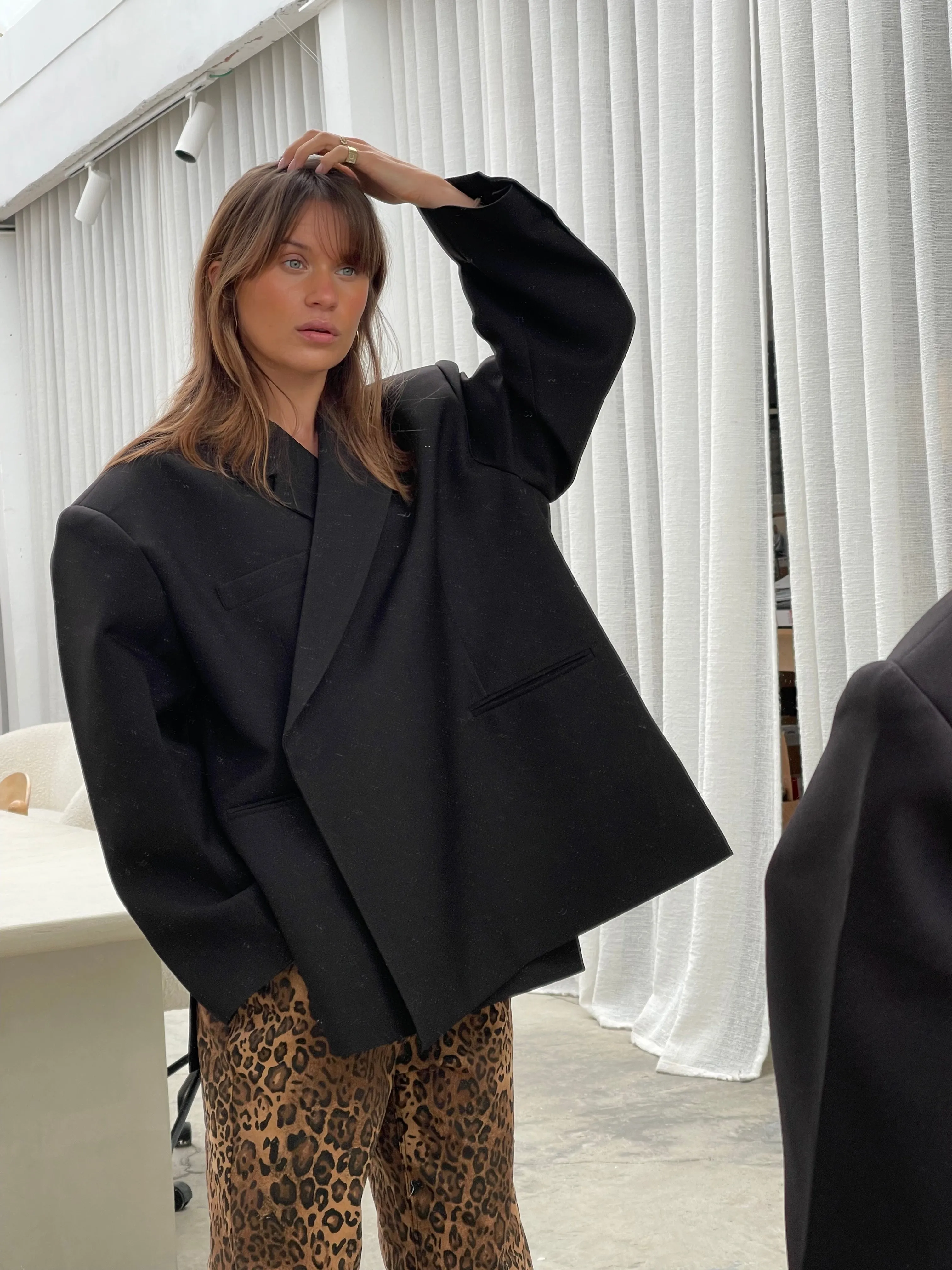 Oversized Side Slit Blazer Black