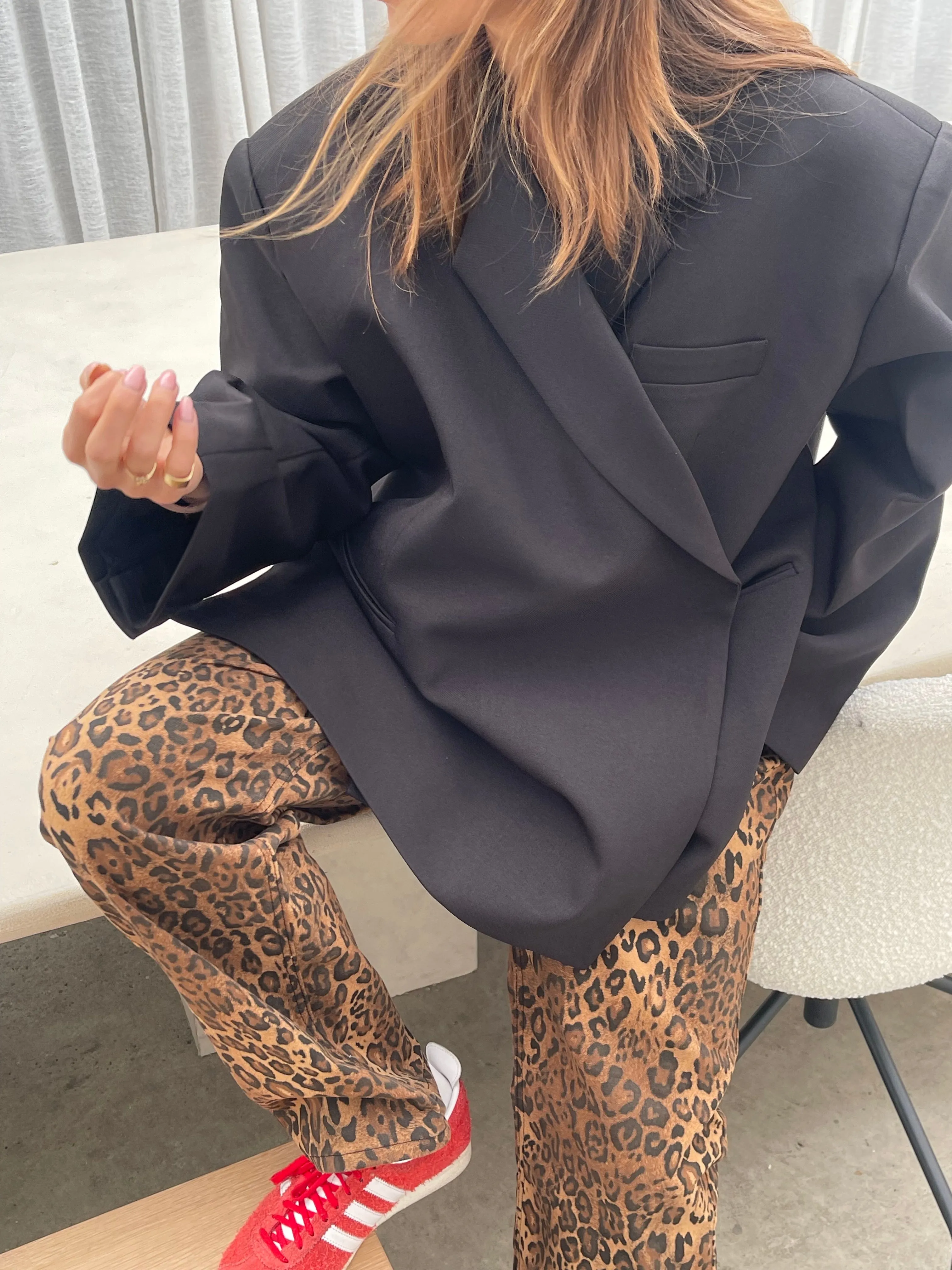 Oversized Side Slit Blazer Black