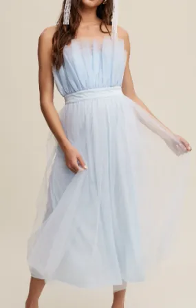 Paper Bag Frill Tulle Maxi Dress