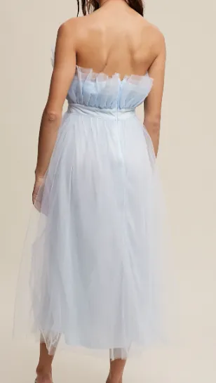 Paper Bag Frill Tulle Maxi Dress