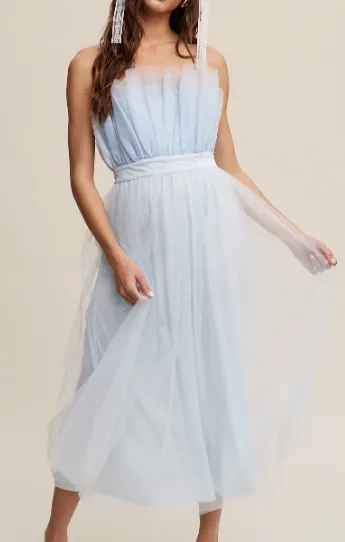 Paper Bag Frill Tulle Maxi Dress
