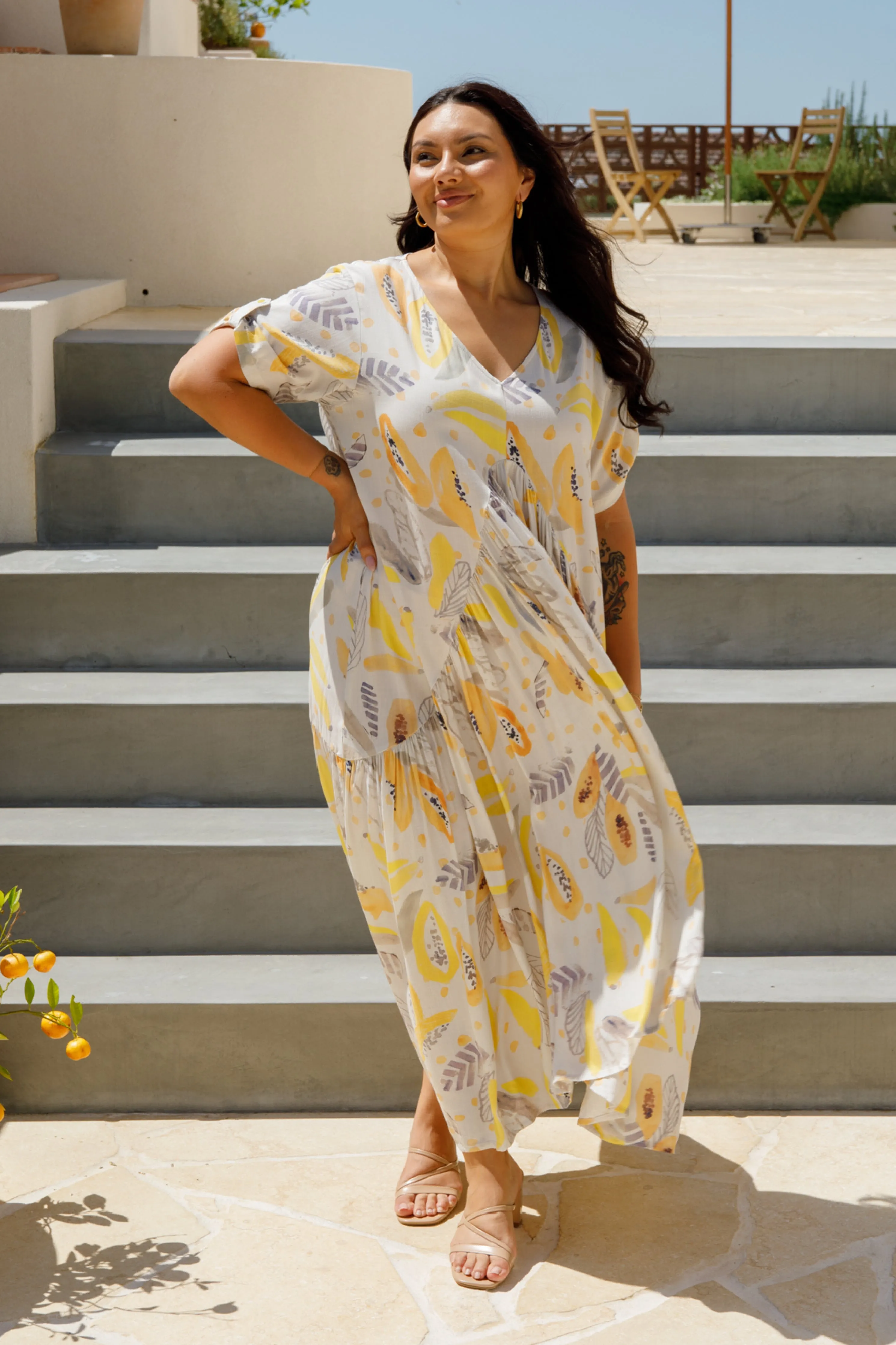 Peak Maxi Dress | White Fruit Punch