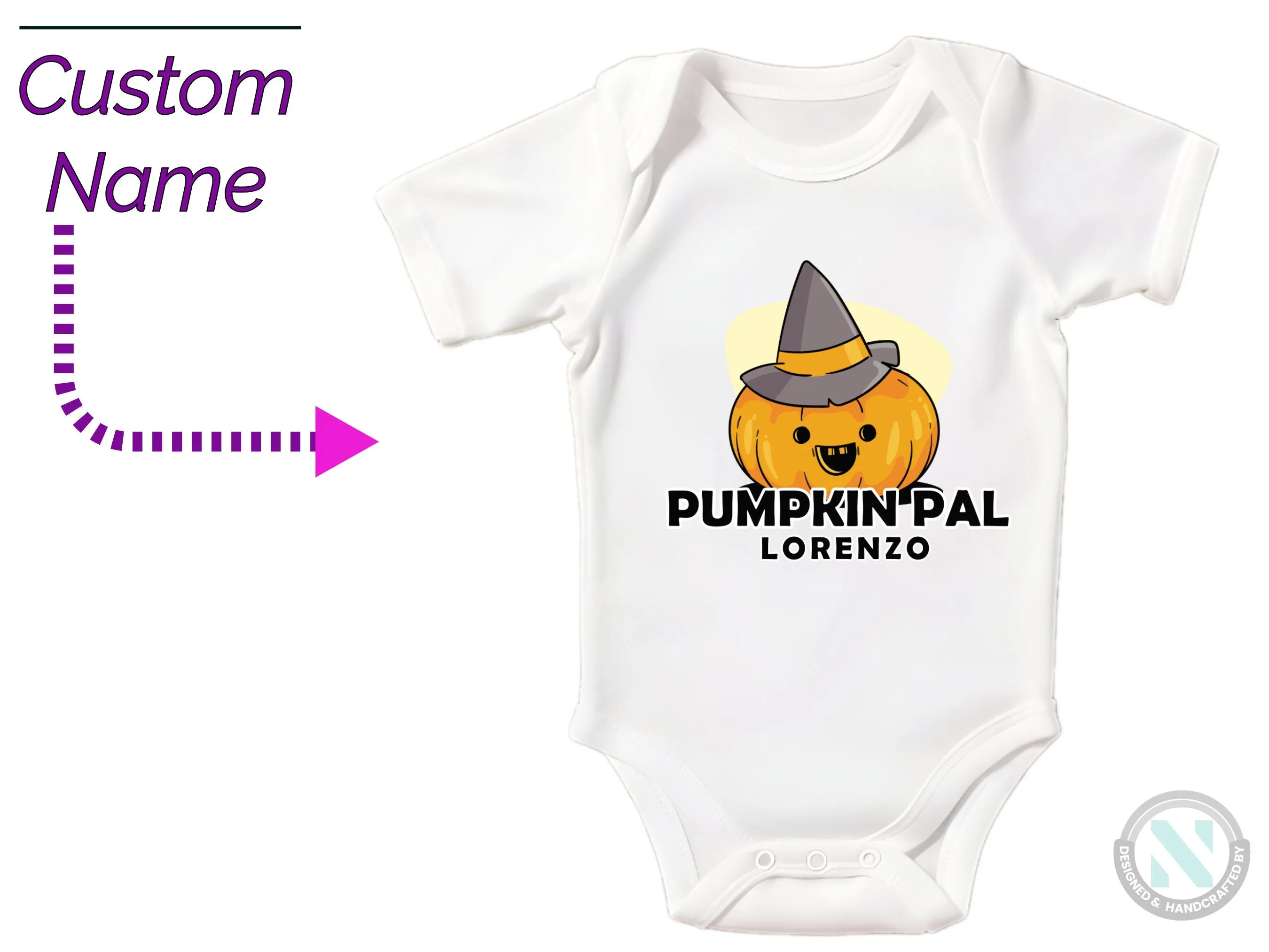 Personalize Girl Name Halloween Bodysuit With Pumpkin Pak- First Halloween Party Gifting