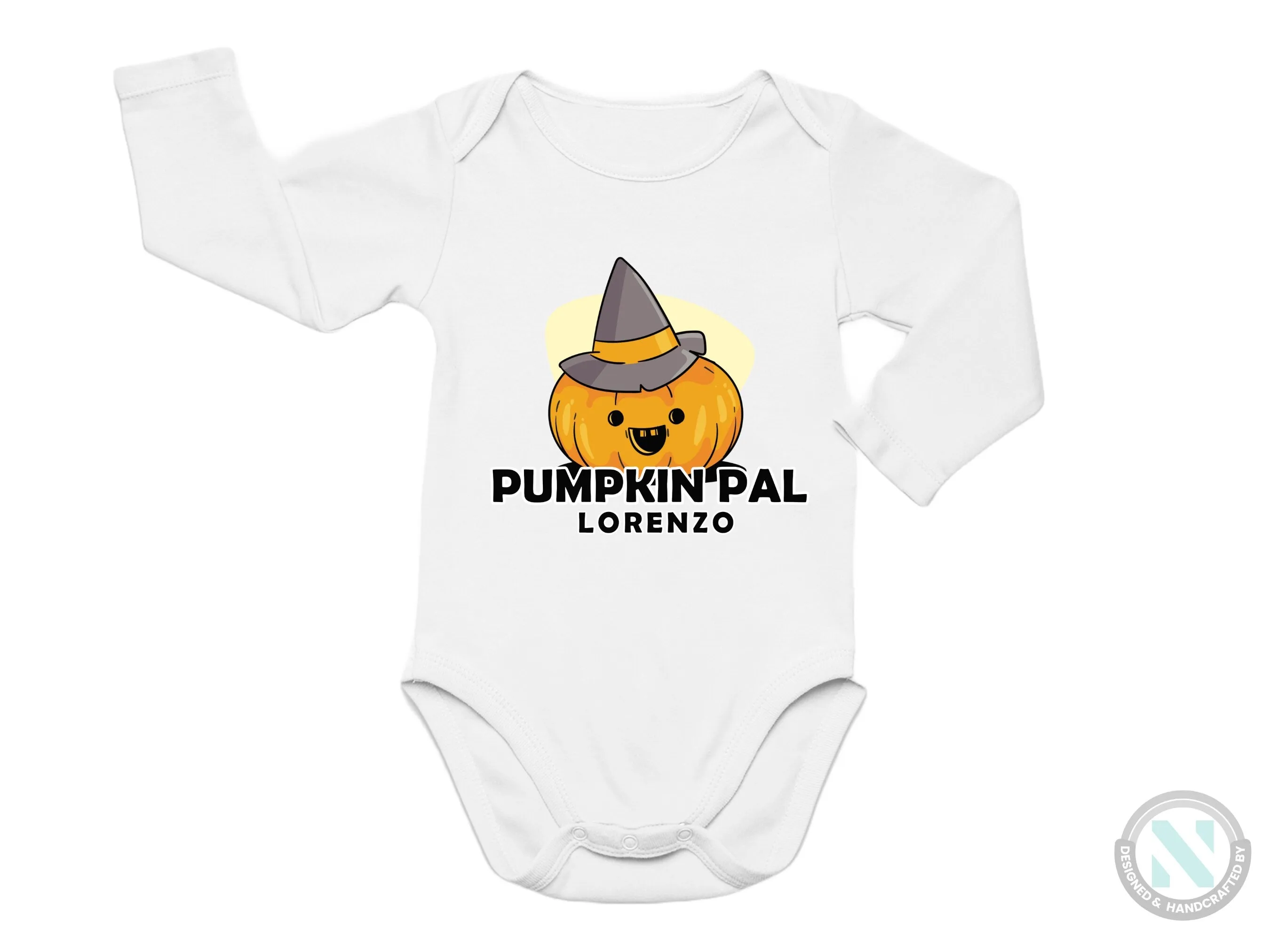 Personalize Girl Name Halloween Bodysuit With Pumpkin Pak- First Halloween Party Gifting