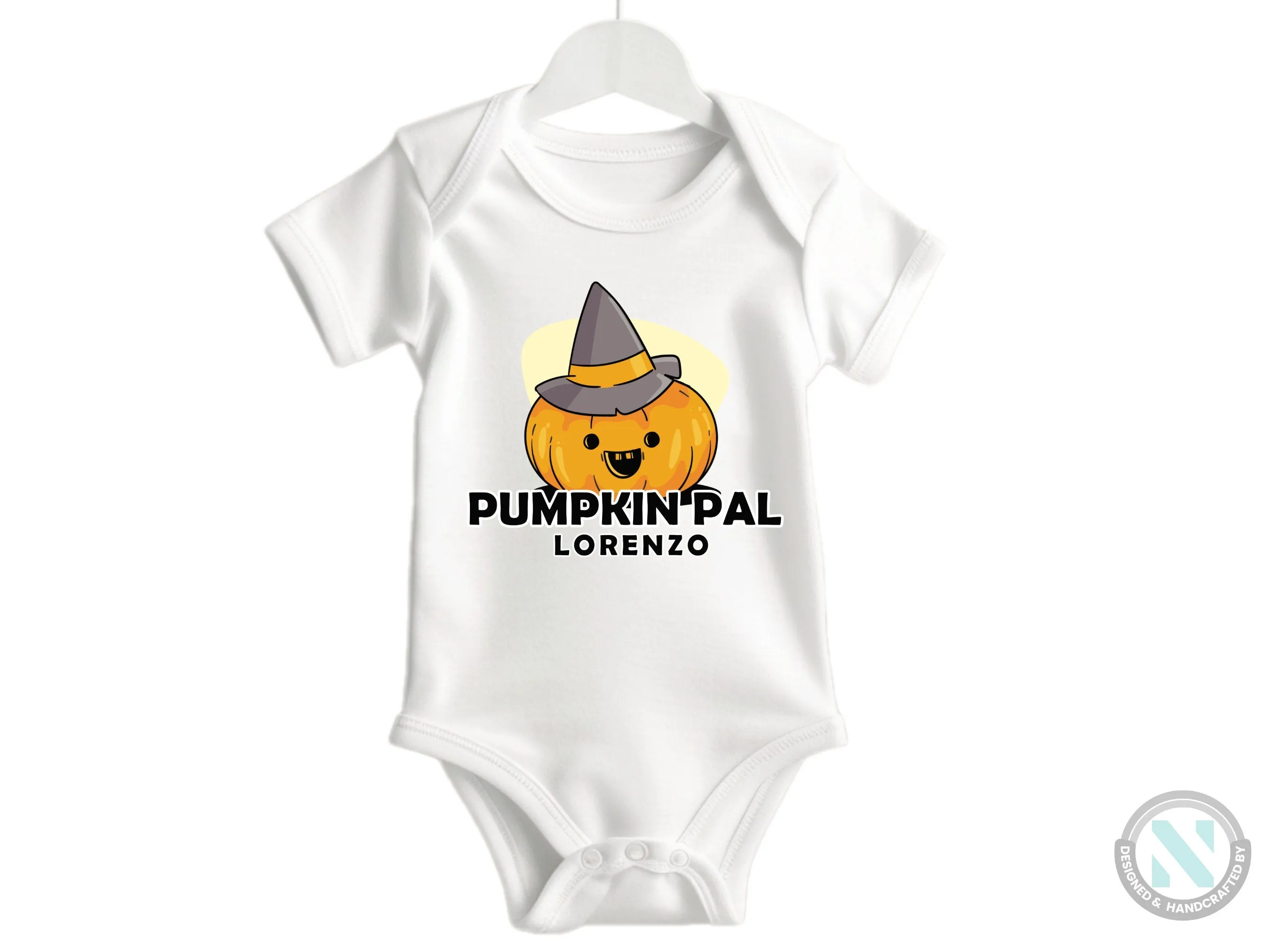 Personalize Girl Name Halloween Bodysuit With Pumpkin Pak- First Halloween Party Gifting