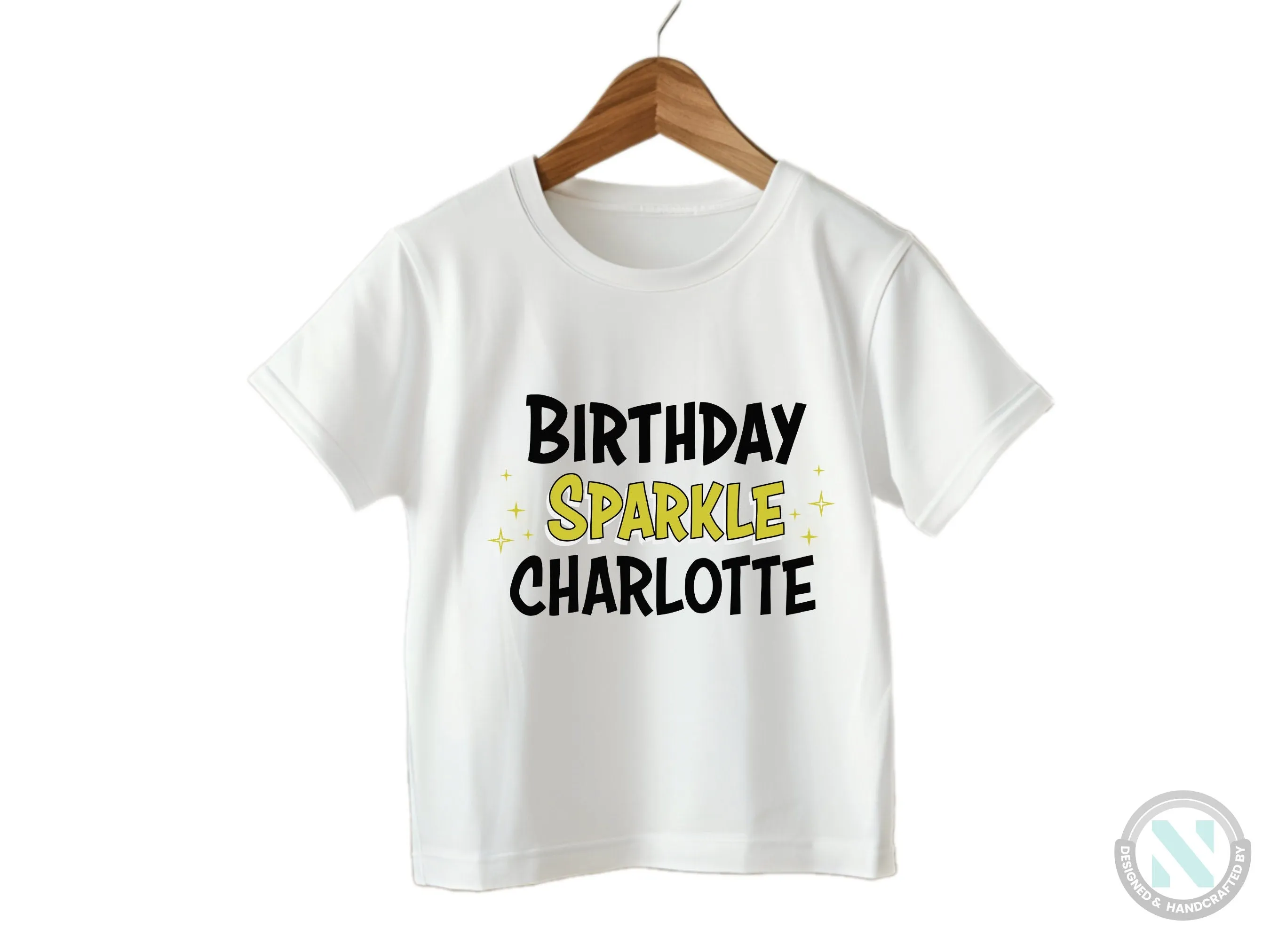 Personalized Girl Name Baby Bodysuit with "Birthday Sparkle" Gift