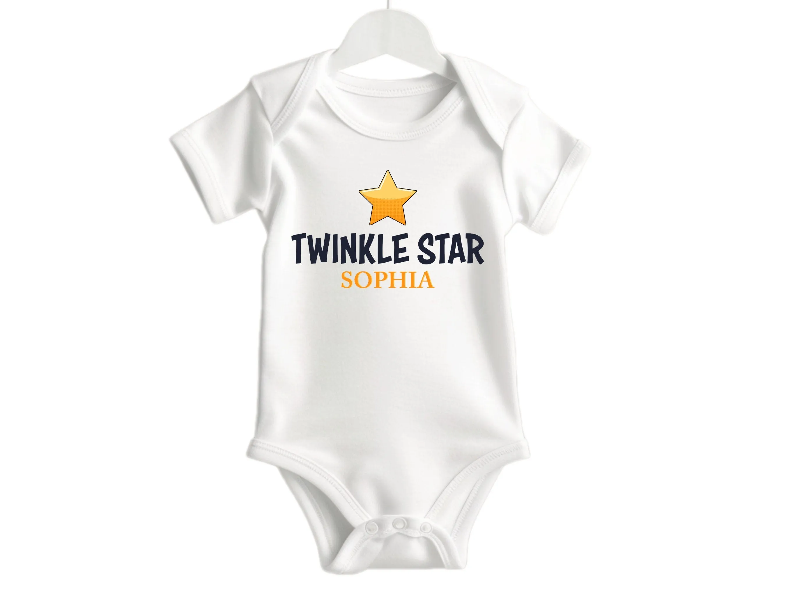 Personalized Twinkle Star Girl Name Bodysuit Gift Set for Baby