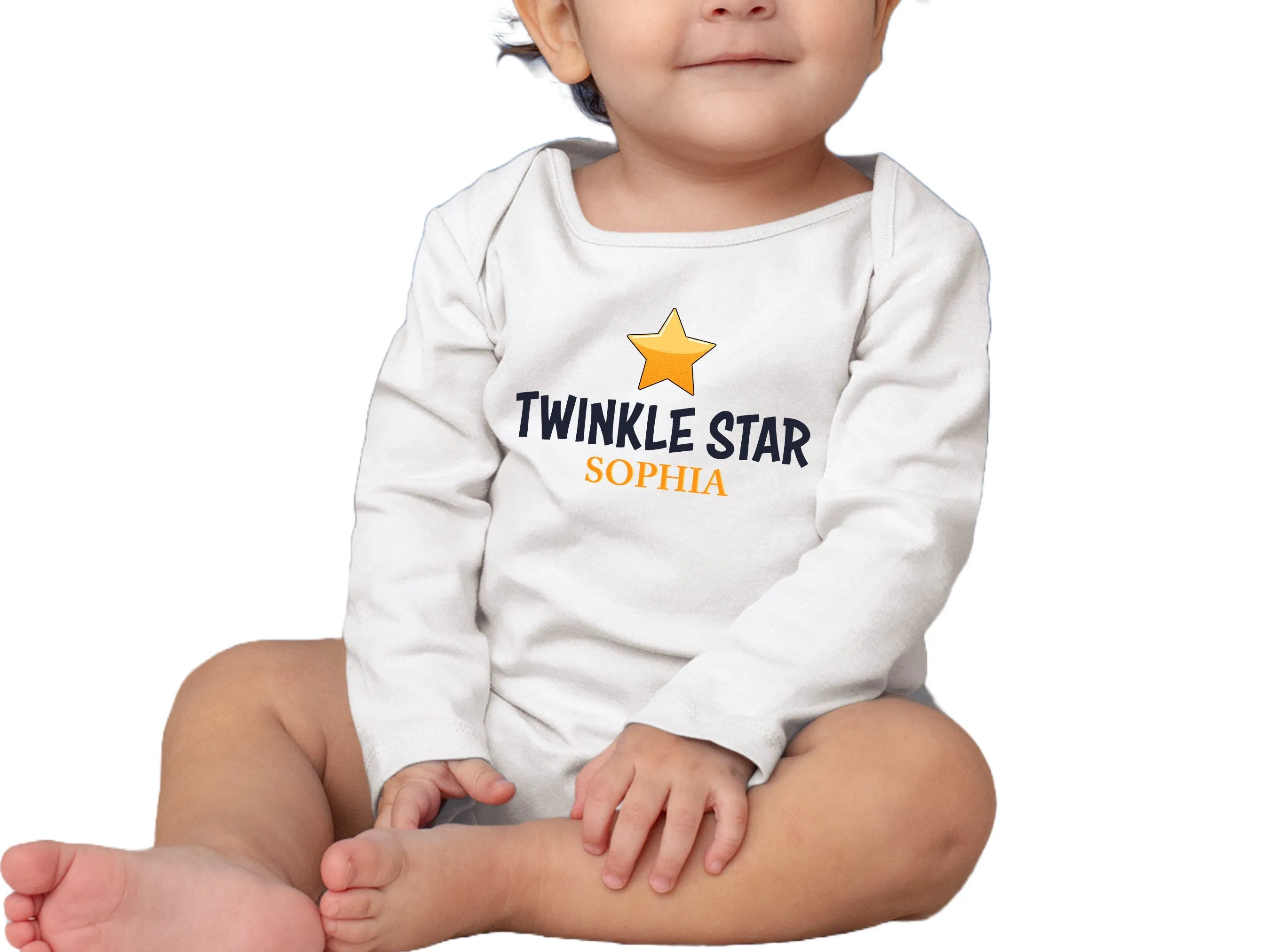 Personalized Twinkle Star Girl Name Bodysuit Gift Set for Baby