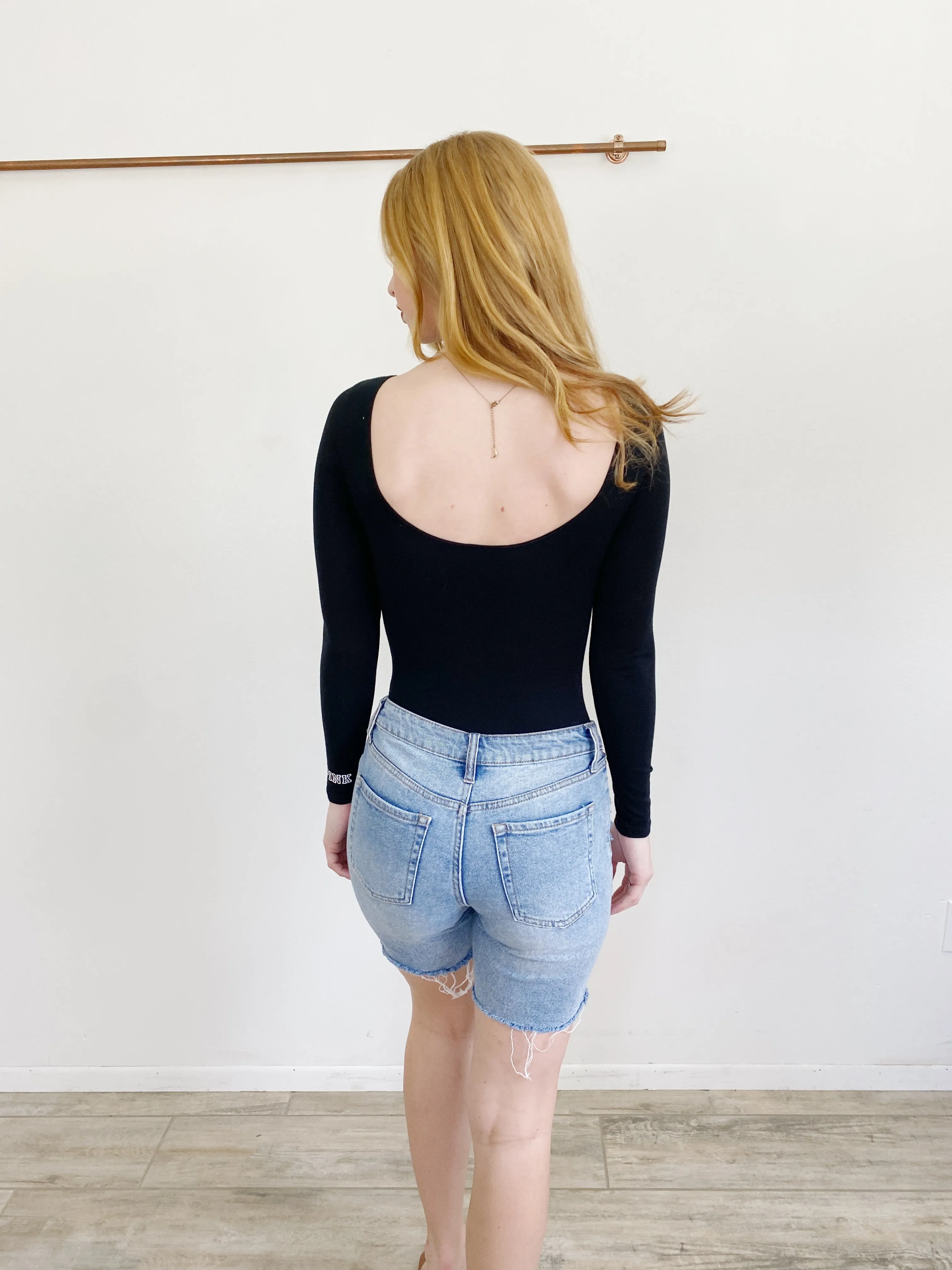 PINK by Victoria's Secret Black Lace-up Bodysuit XS