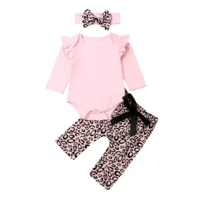 Pink Leopard Baby Set