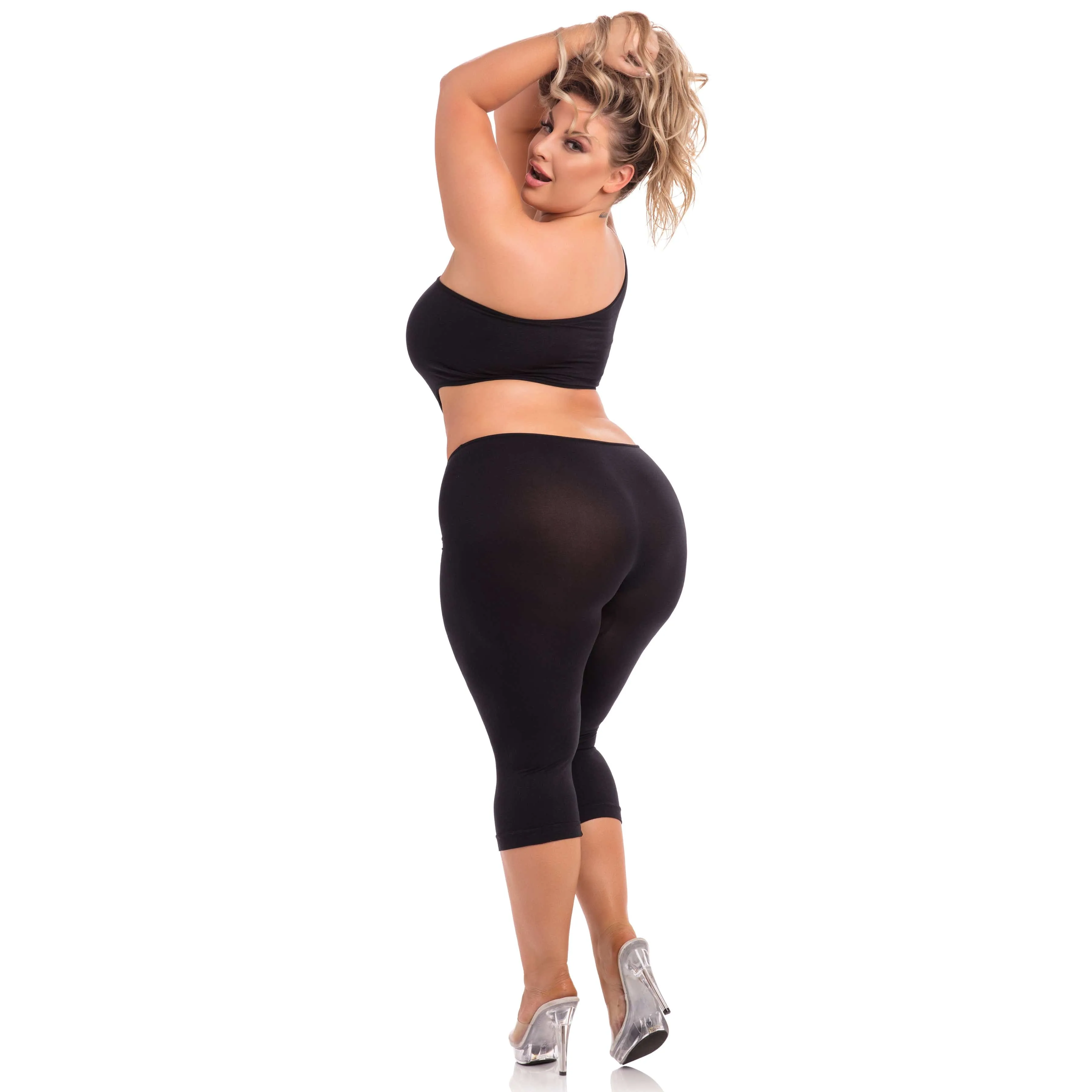 Pink Lipstick - One Shoulder Cropped Catsuit Bodystocking Costume