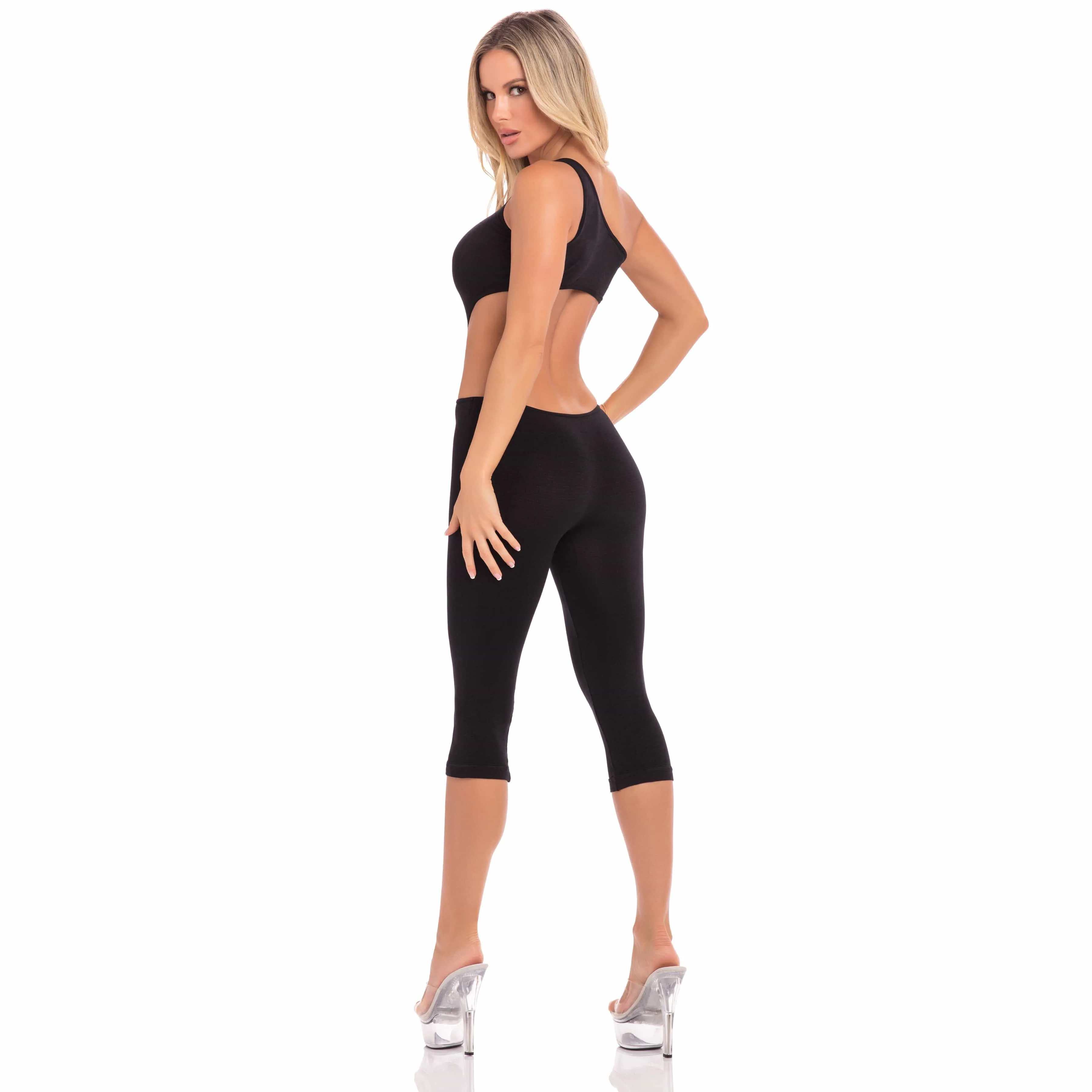 Pink Lipstick - One Shoulder Cropped Catsuit Bodystocking Costume