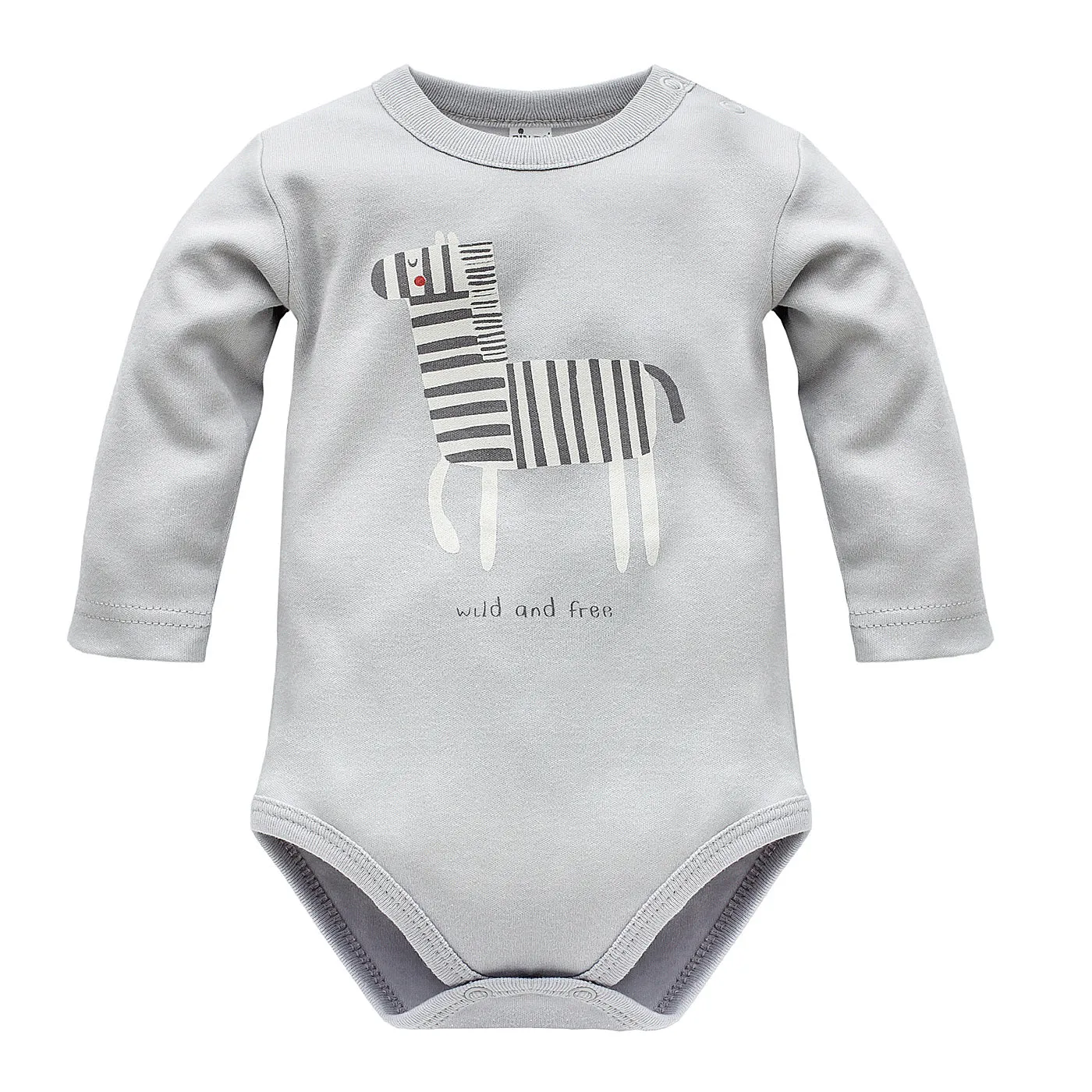 PINOKIO Baby Bodysuit Wild Animals Grey (3-12mths)