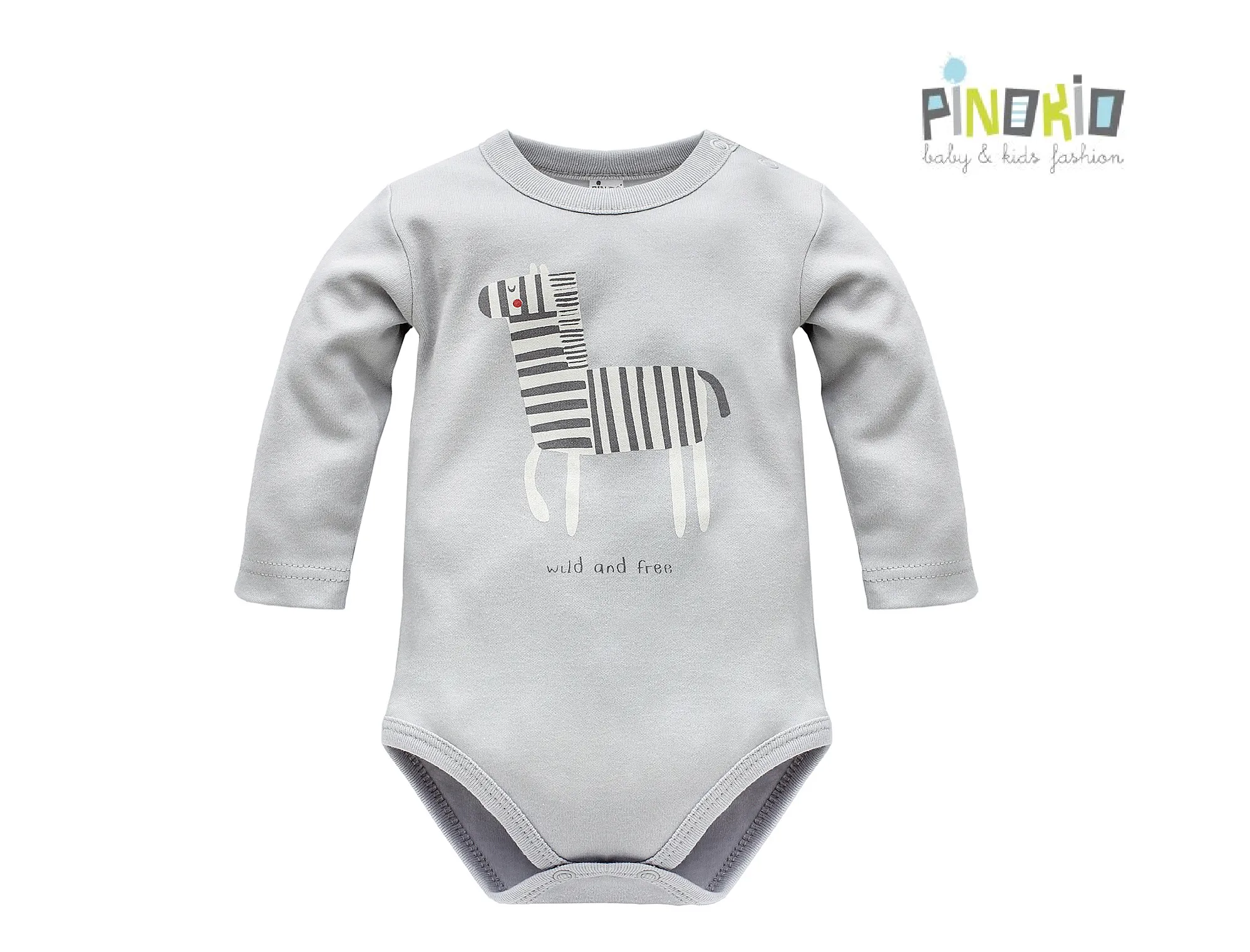 PINOKIO Baby Bodysuit Wild Animals Grey (3-12mths)
