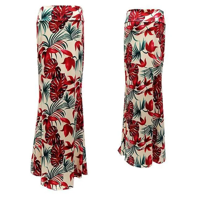 Plus Size Floor-length Stretch Maxi Beach Skirt