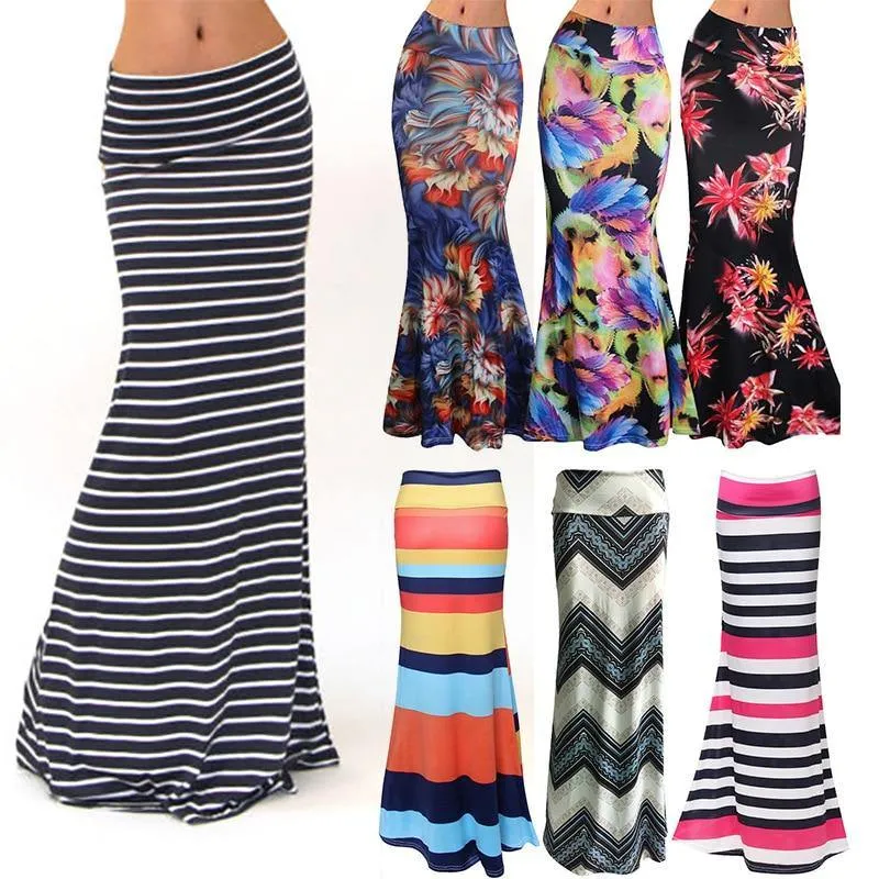 Plus Size Floor-length Stretch Maxi Beach Skirt