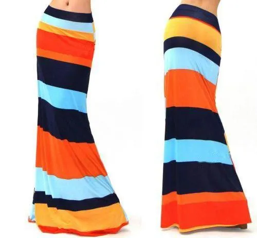 Plus Size Floor-length Stretch Maxi Beach Skirt