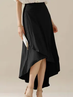 PLUS SIZE Overlap Hi-Low Maxi Skirt with Flare Hem