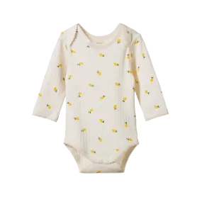 Pointelle Long Sleeve Bodysuit - Lemon Print