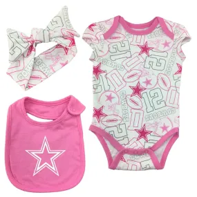 Pretty in Pink Cowboys Bow Bib Set