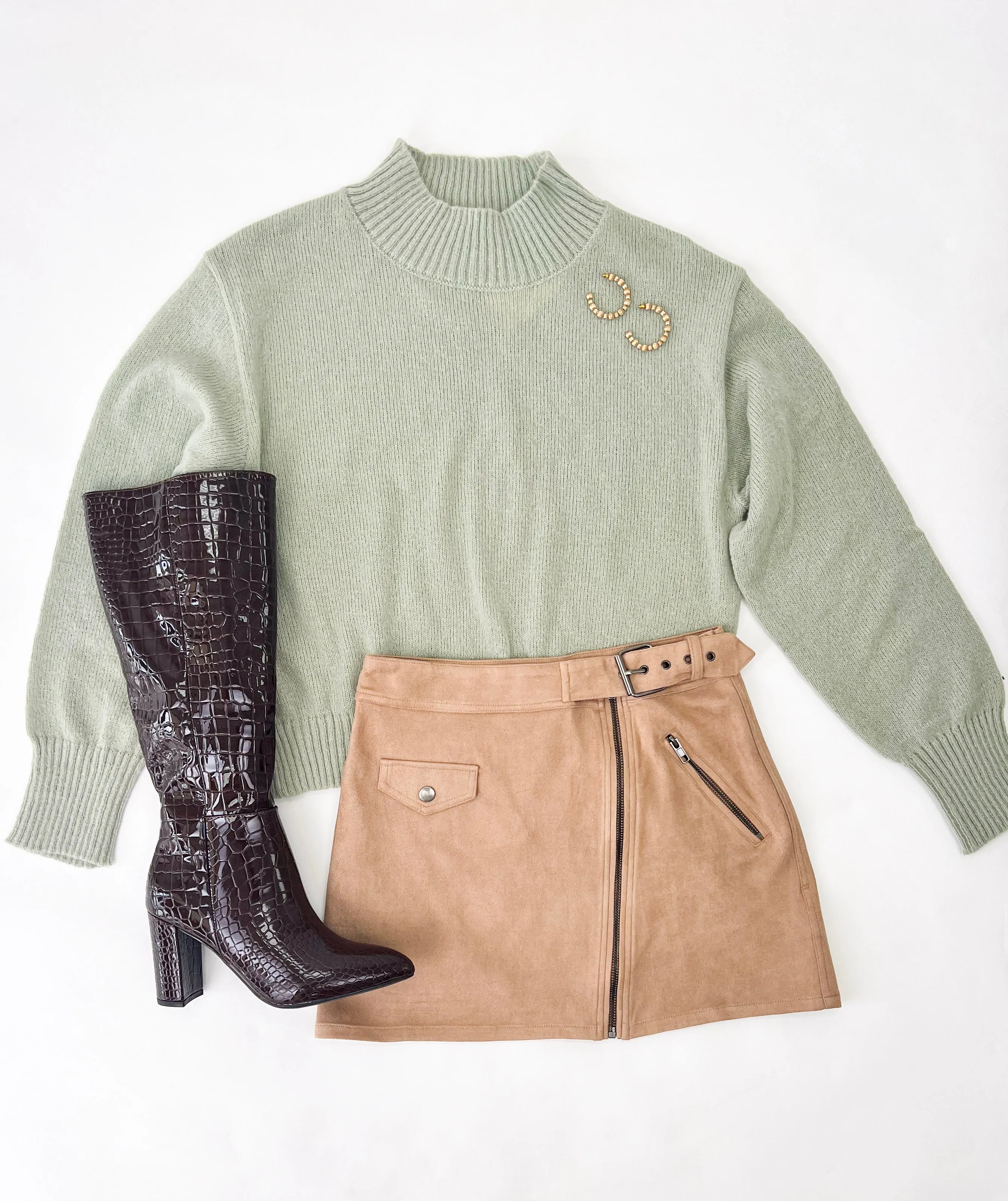 PUSHING LIMITS TAUPE SUEDE MINI SKIRT