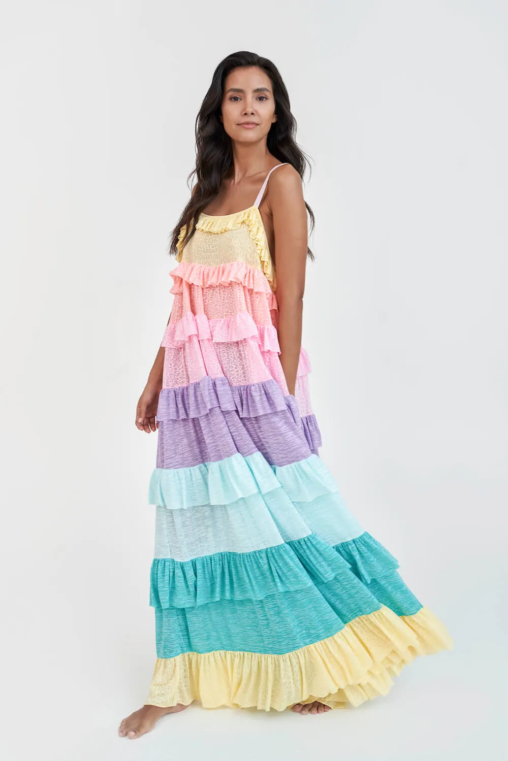 Rainbow Ruffle Tiered Dress
