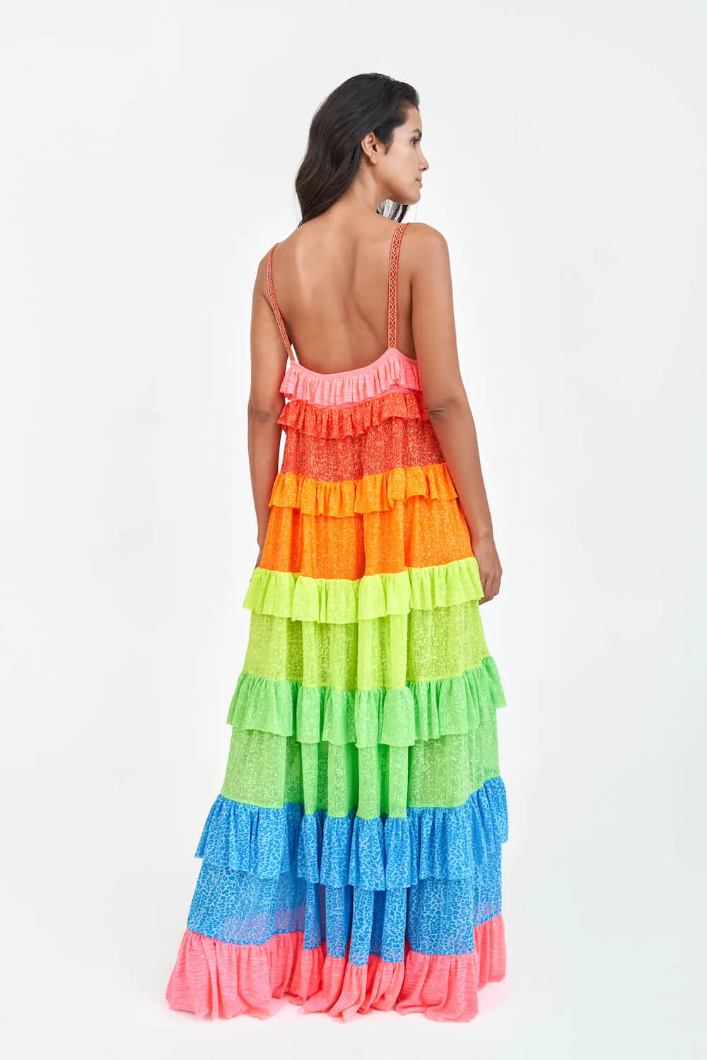 Rainbow Ruffle Tiered Dress