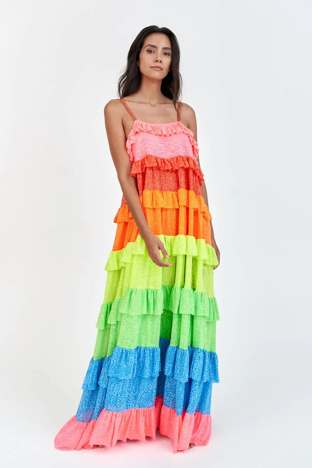 Rainbow Ruffle Tiered Dress