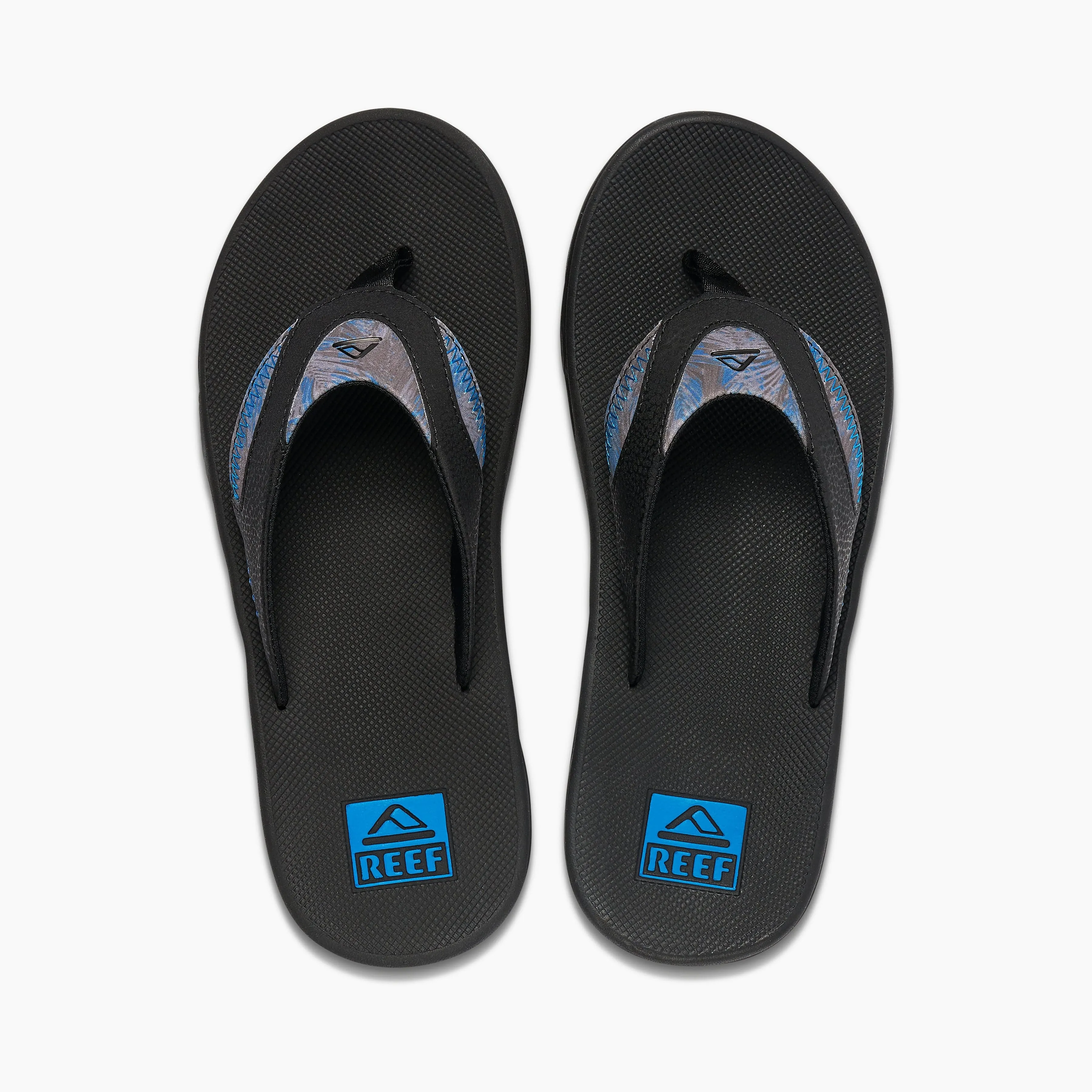 Reef Men's Fanning Flips- Black/ Pool Palm