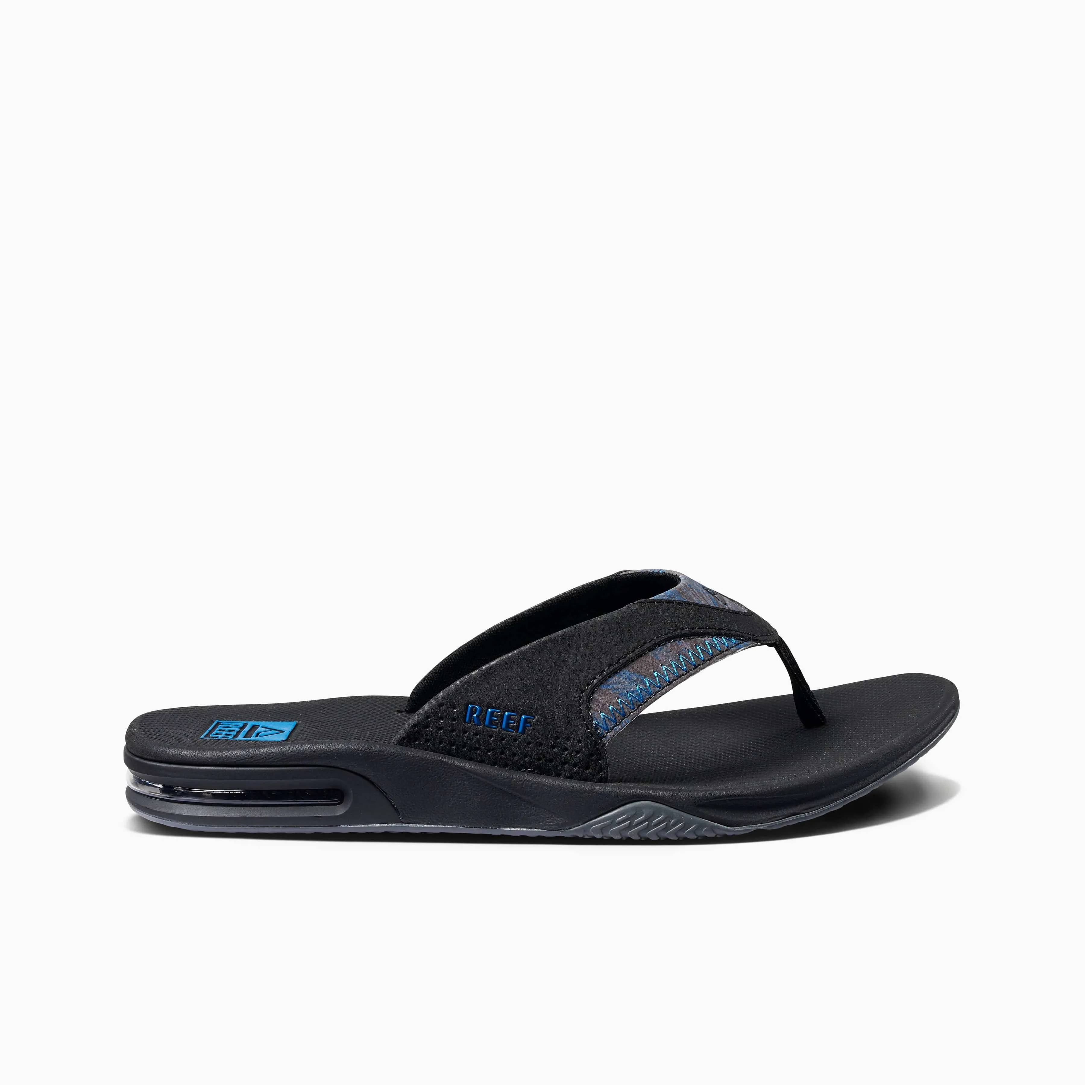 Reef Men's Fanning Flips- Black/ Pool Palm