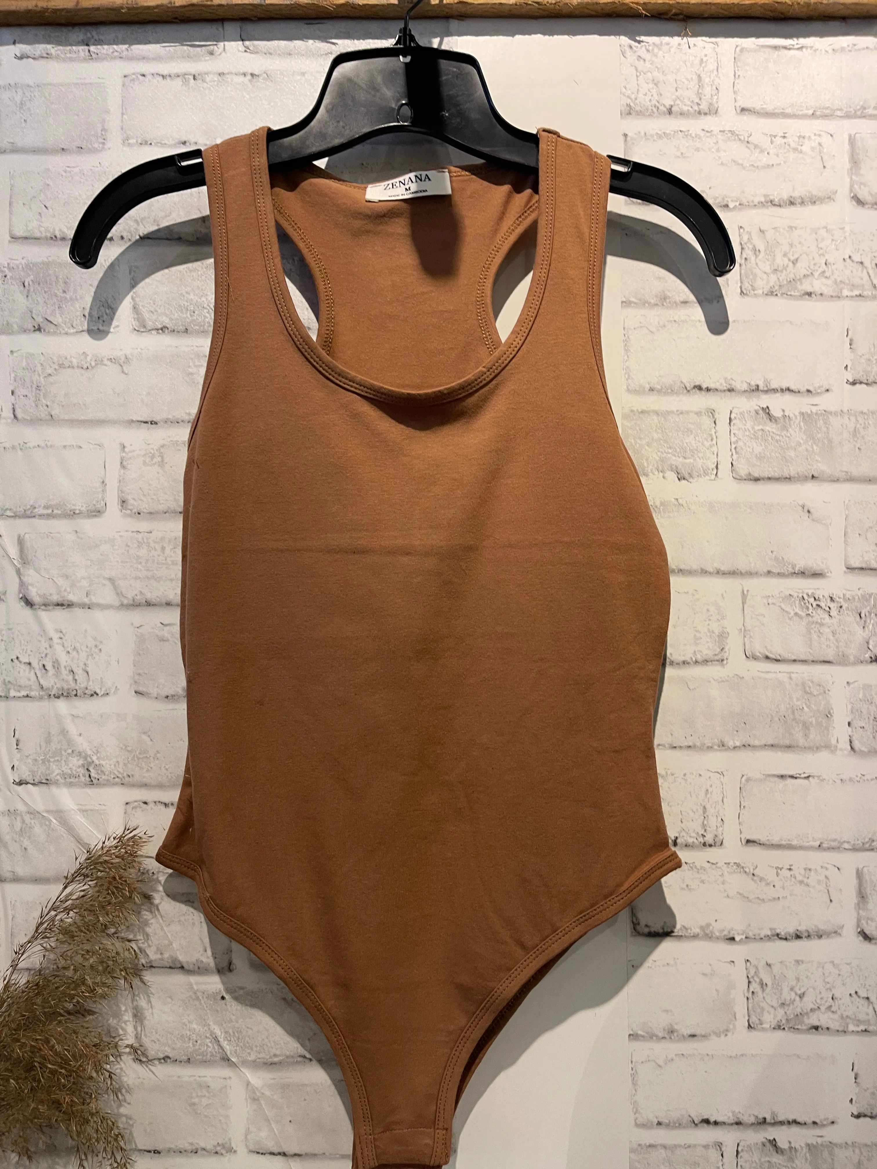 Reef Racerback Bodysuit in Deep Camel
