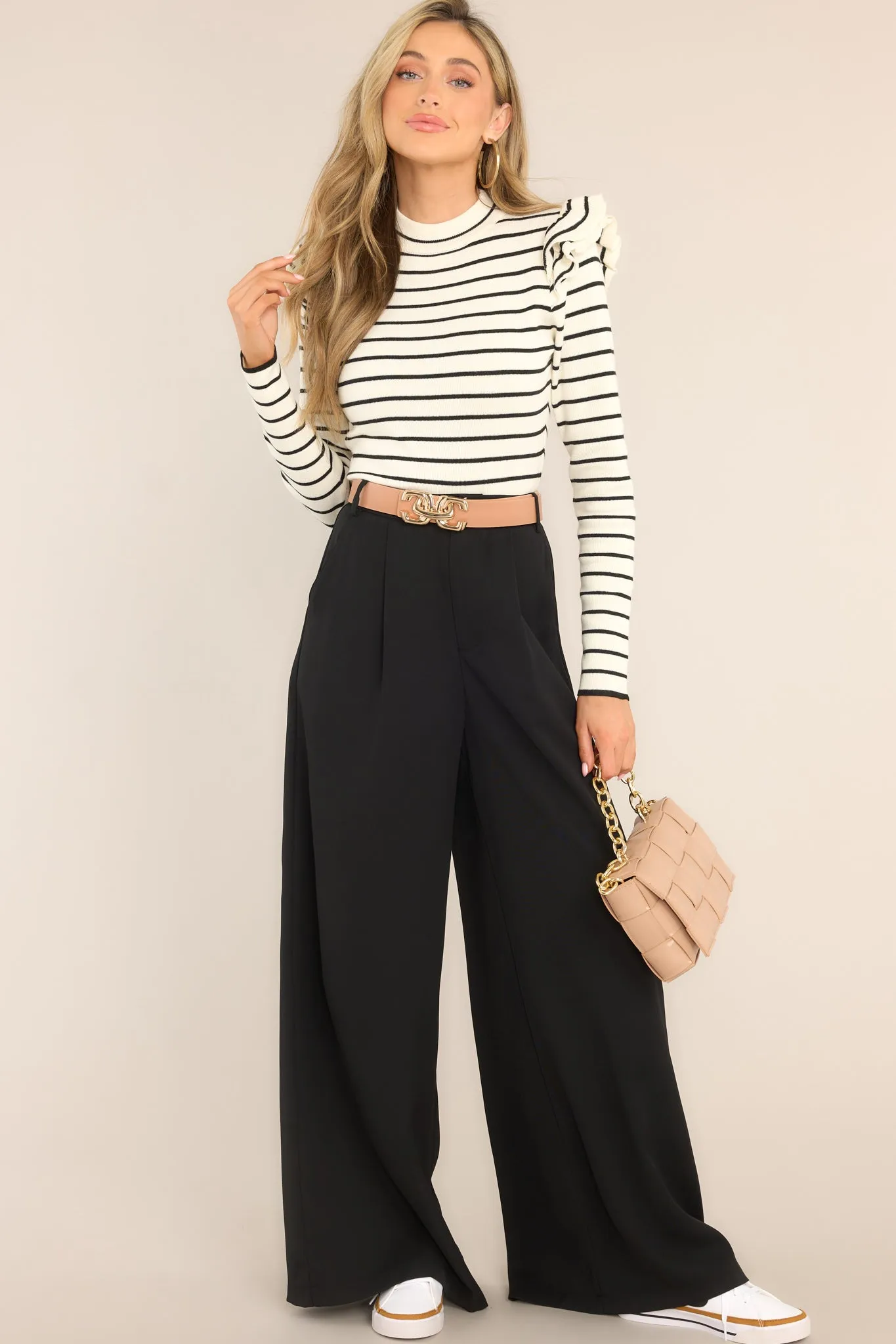 Refreshing Breeze Black & White Striped Bodysuit