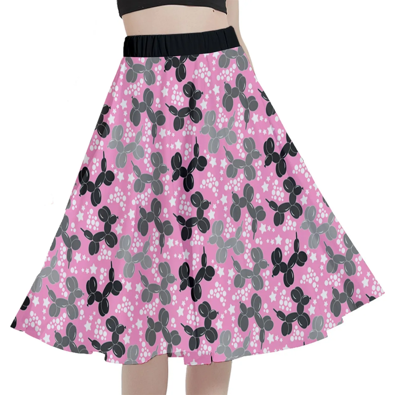 Retro Dogs Full Circle Midi Skirt With Pockets