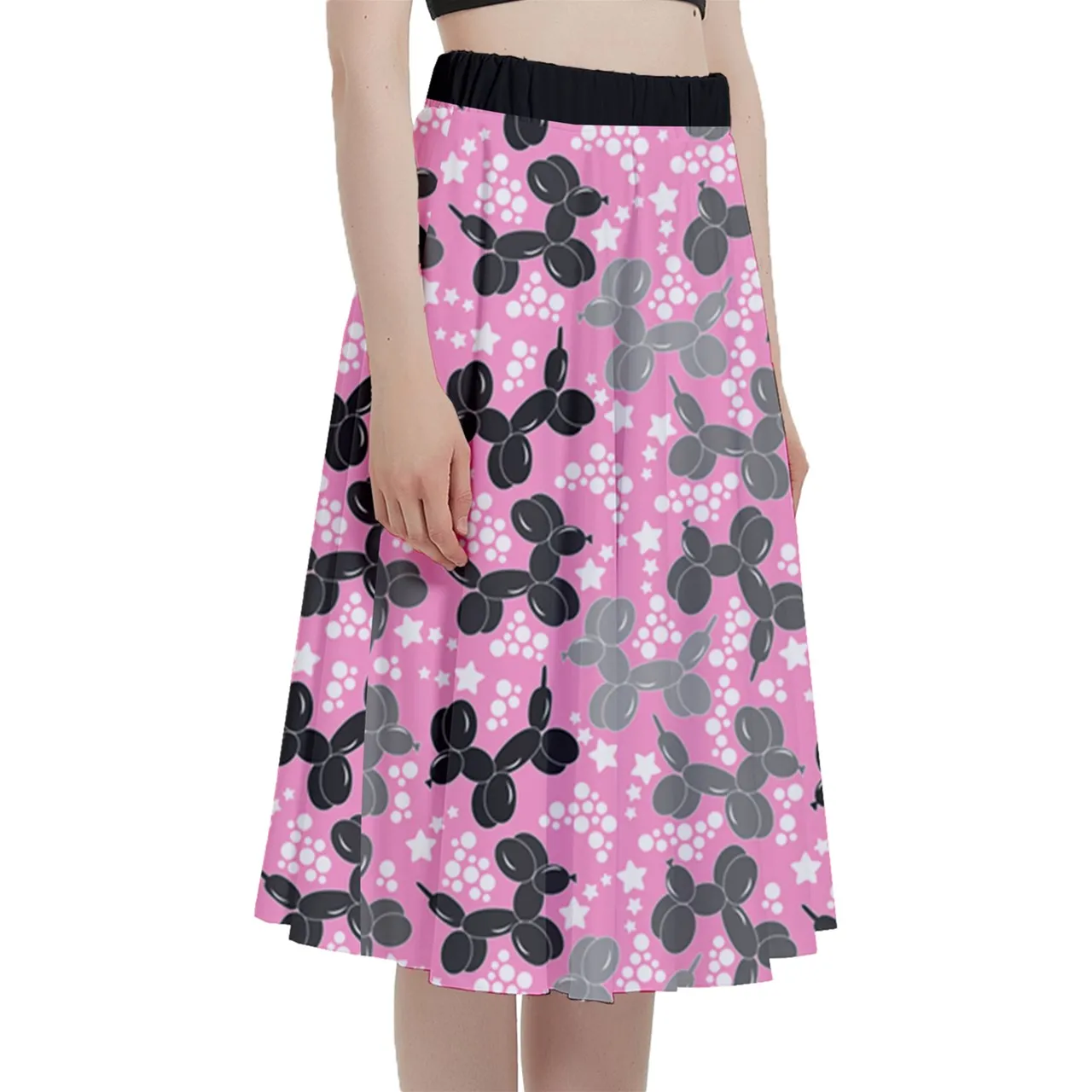 Retro Dogs Full Circle Midi Skirt With Pockets
