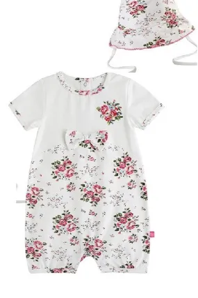 Rosy Ribbon Baby Set (Bodysuit & Hat)