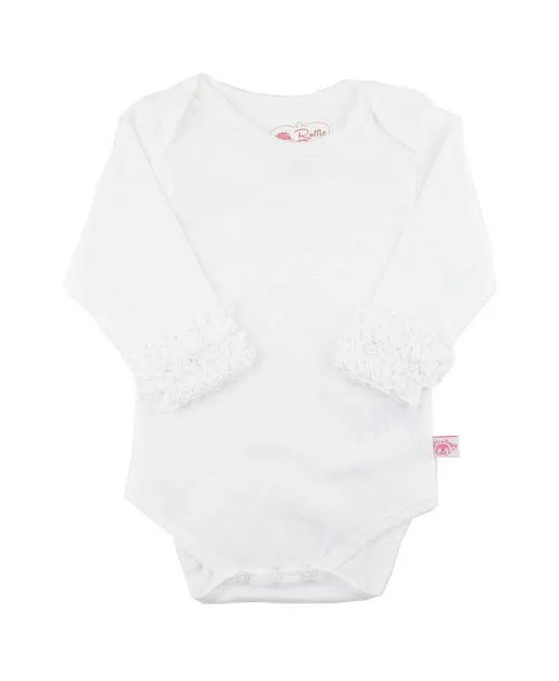 RuffleButts | Ruffled Long Sleeve Layering Bodysuit ~ White