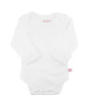 RuffleButts | Ruffled Long Sleeve Layering Bodysuit ~ White