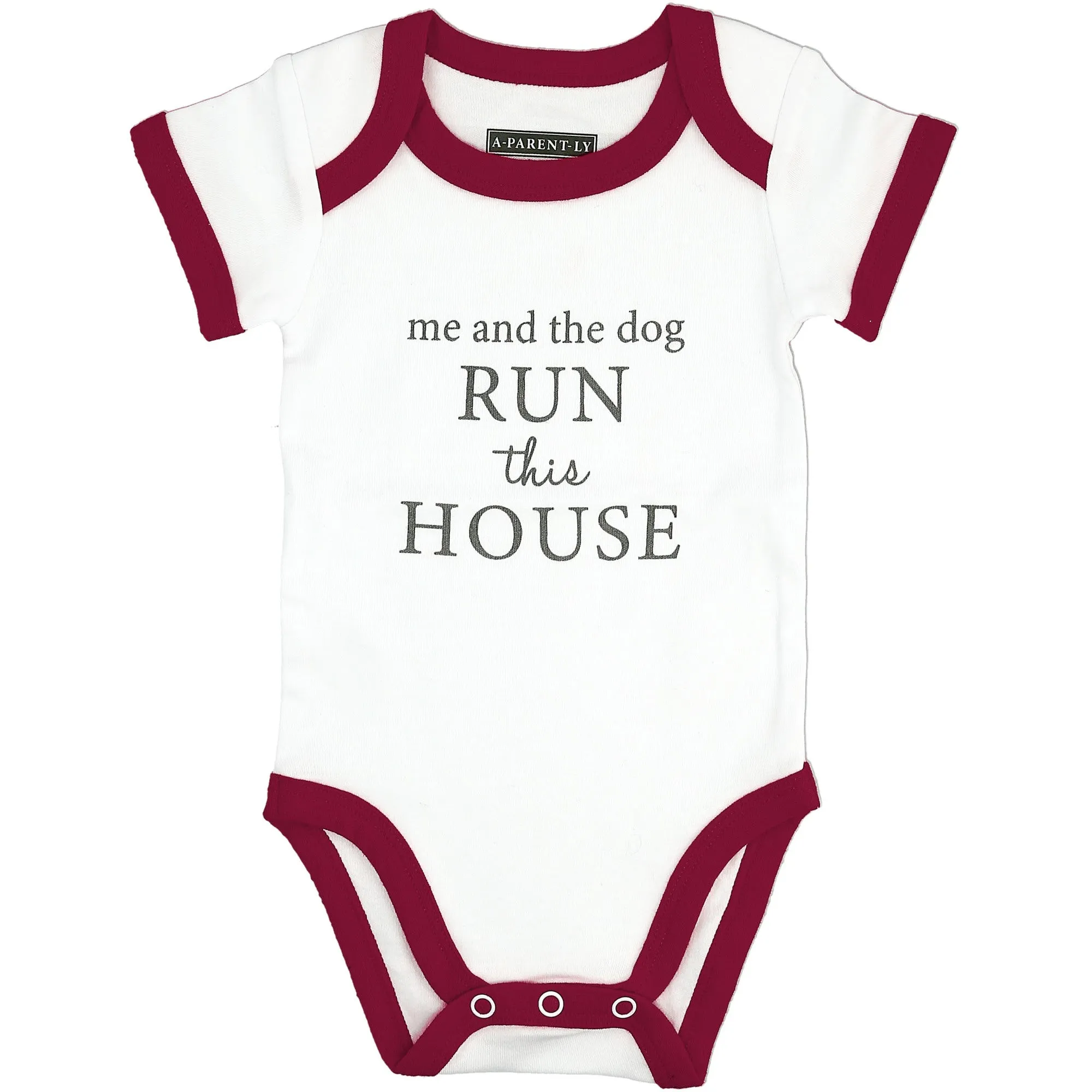 Run The House Burgundy Trimmed Bodysuit